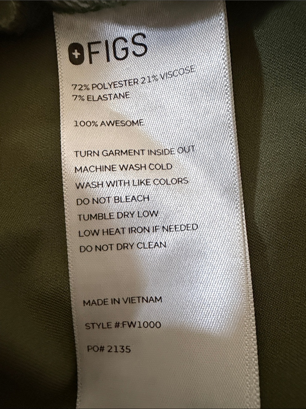 FIGS Olive Green V-Neck Short Sleeve Scrub Top - Picture 6 of 8